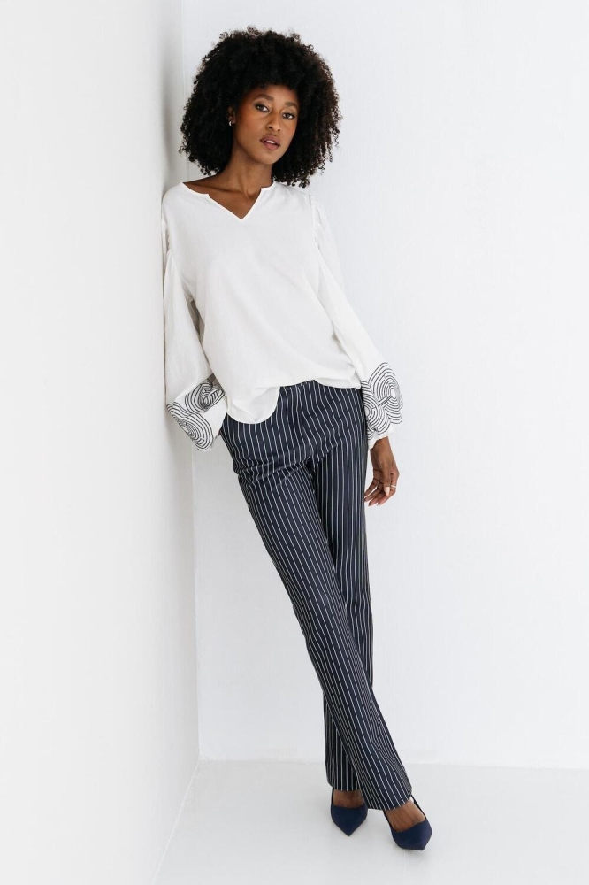 MOURAN BLOUSE SP25 20 314 OFF WHITE NAVY